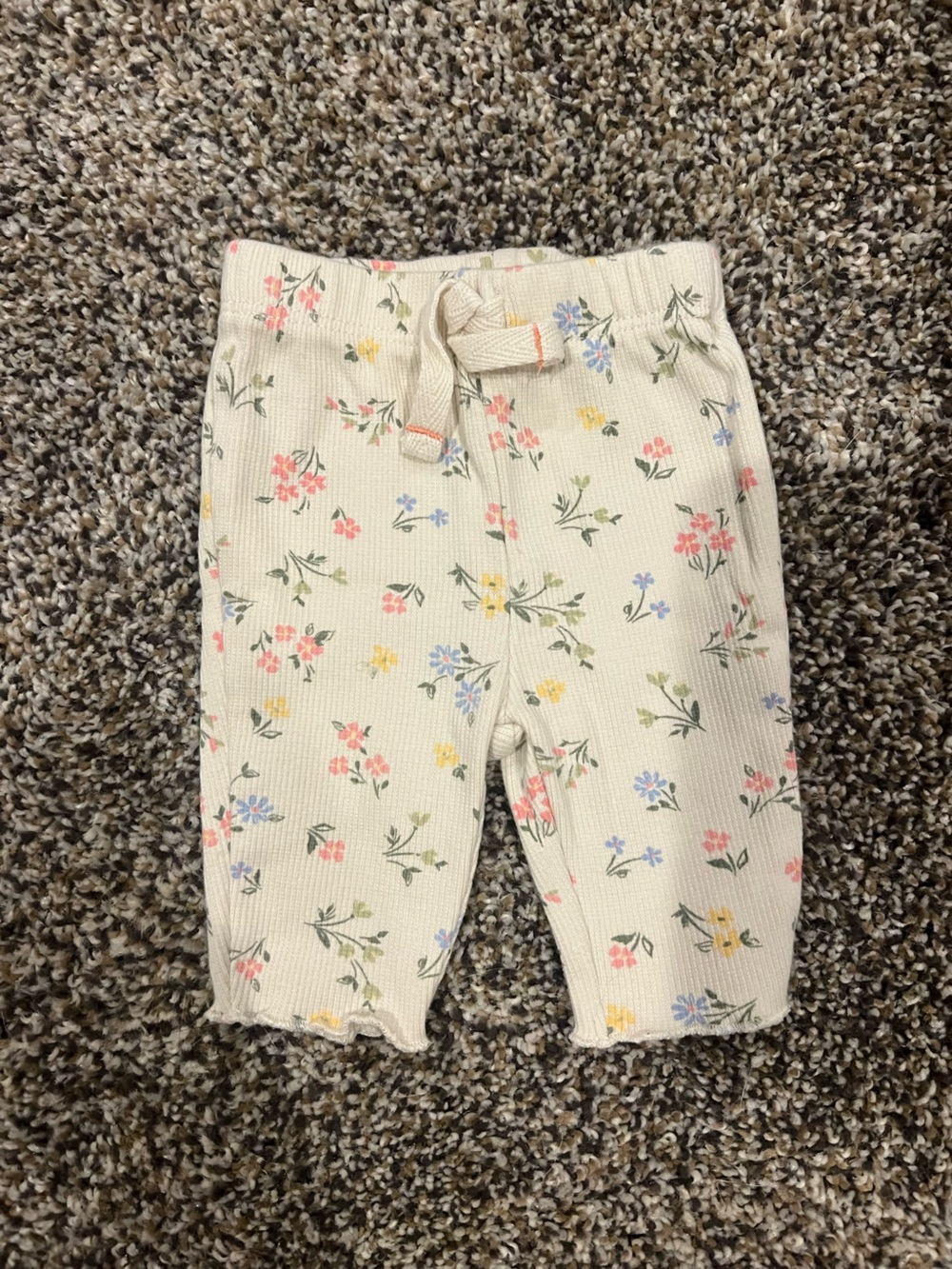 Carter's Cream Floral Waffle Knit Leggings